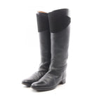 Hermes Boots Evelyne Black Leather Suede Long