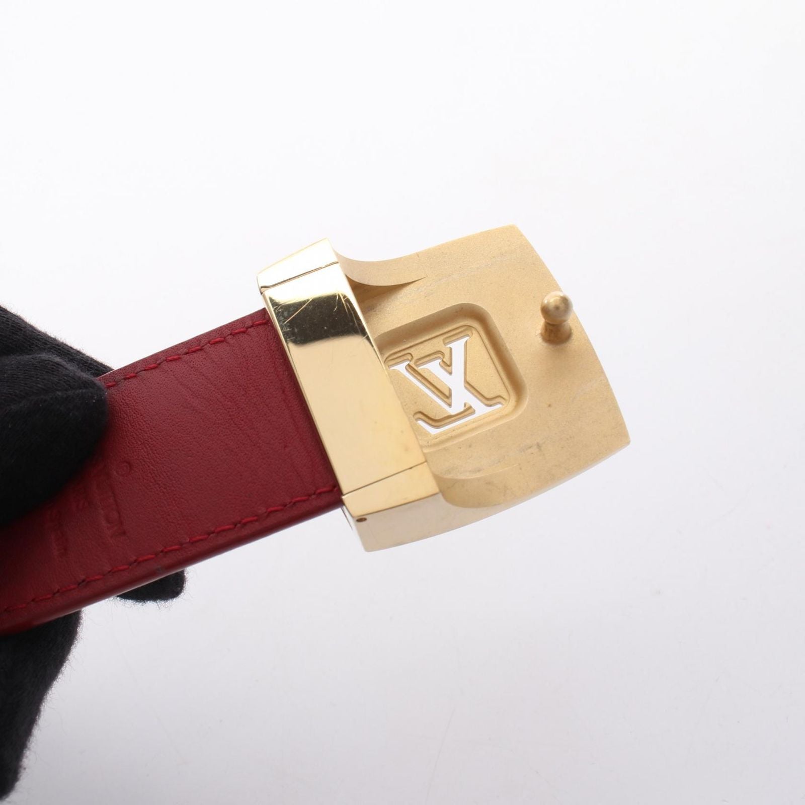 Louis Vuitton Belt Ceinture LV Cut Reversible Gold Leather Canvas — view 6