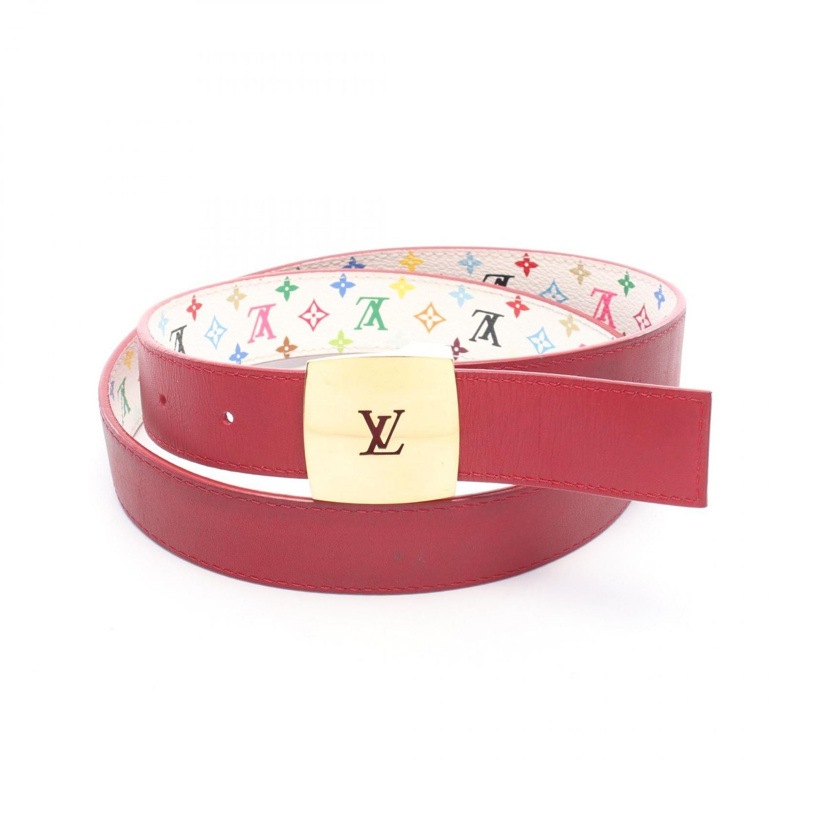 Louis Vuitton Belt Ceinture LV Cut Reversible Gold Leather Canvas — view 5