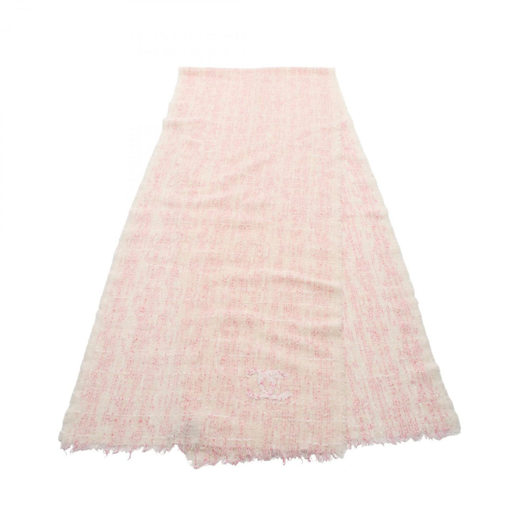 Chanel Scarf CC Logo Sequin Wool Nylon