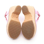 Chanel Sandals CC Logo Wedge Sole Pink Fabric — view 4