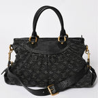 Louis Vuitton Shoulder Bag Slightly Monogram Denim Black Gold