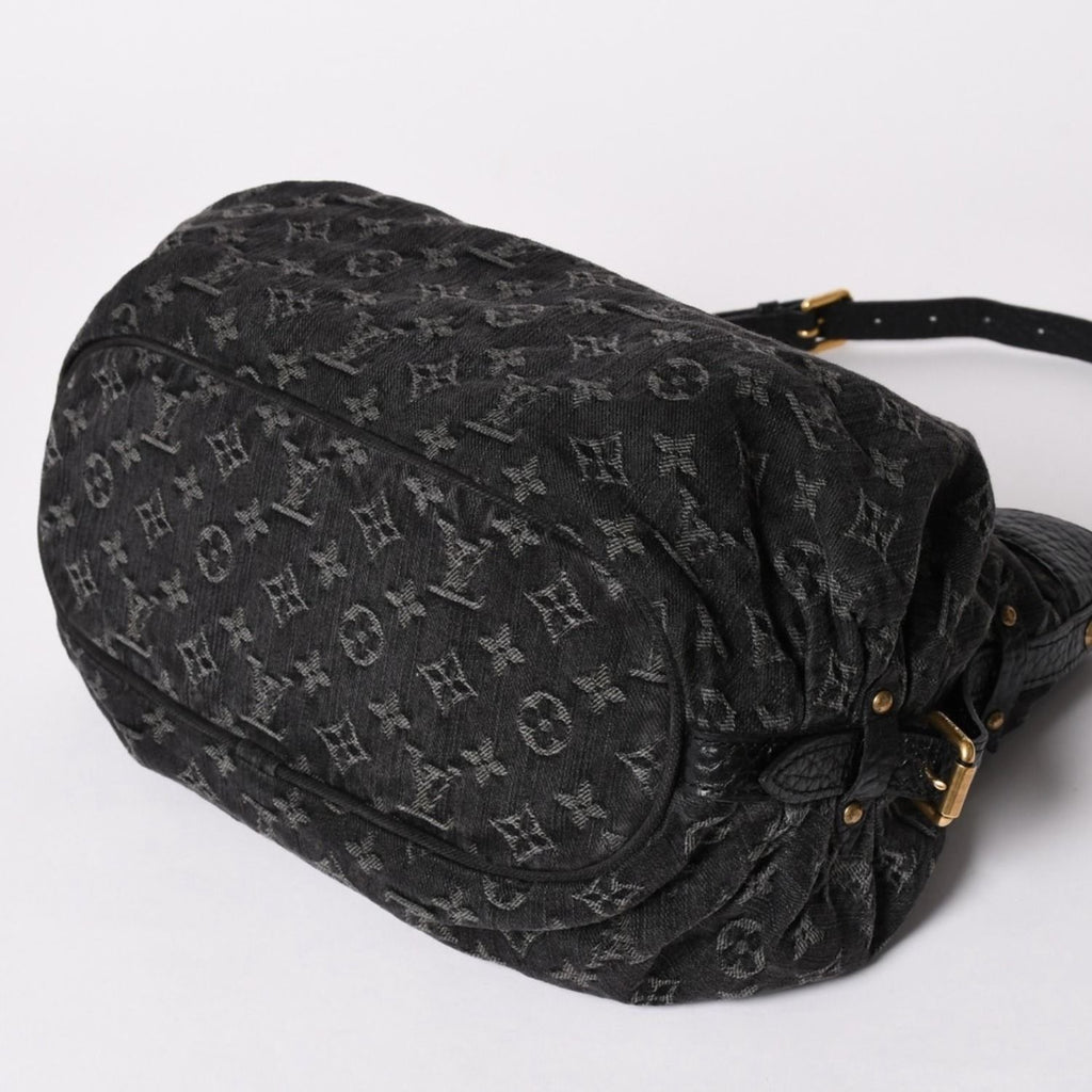 Louis Vuitton Shoulder Bag Slightly Monogram Denim Black Gold — view 4