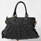 Louis Vuitton Shoulder Bag Slightly Monogram Denim Black Gold — view 2