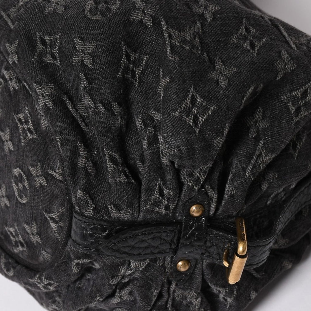 Louis Vuitton Shoulder Bag Slightly Monogram Denim Black Gold — view 5