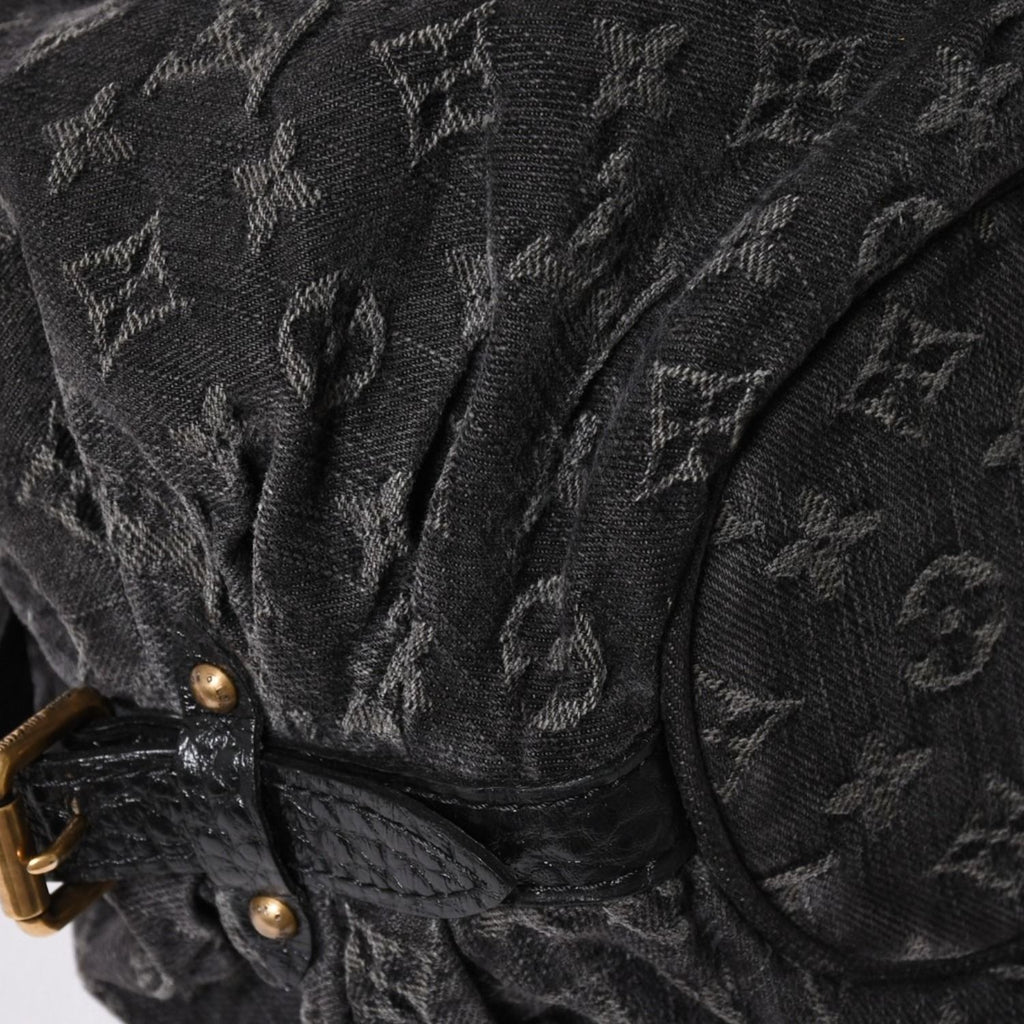 Louis Vuitton Shoulder Bag Slightly Monogram Denim Black Gold — view 8
