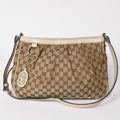Gucci GG Canvas Sukey Shoulder Bag Brown Gold