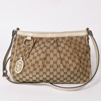 Gucci GG Canvas Sukey Shoulder Bag Brown Gold