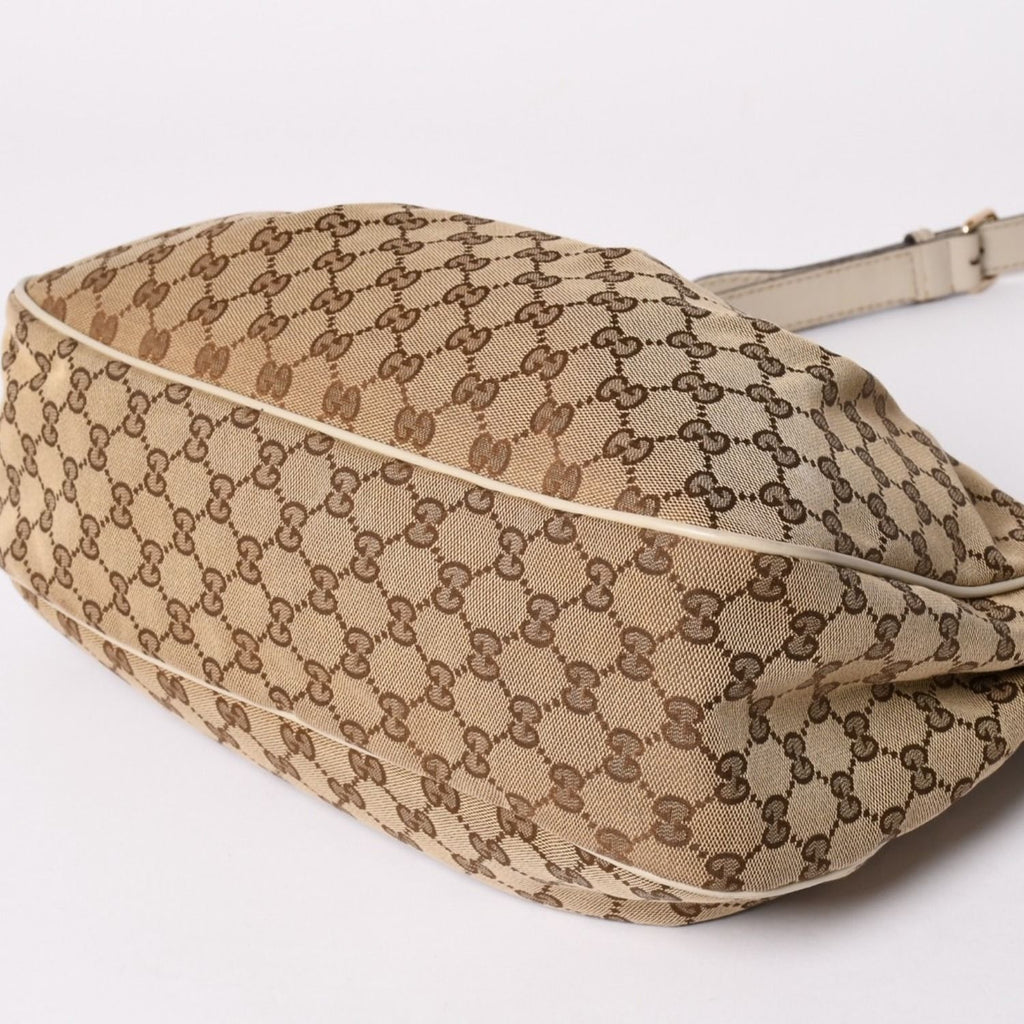 Gucci GG Canvas Sukey Shoulder Bag Brown Gold — view 7