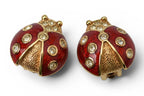 Dior Earrings Vintage Rhinestone Ladybird Red Gold