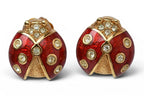 Dior Earrings Vintage Rhinestone Ladybird Red Gold — view 5