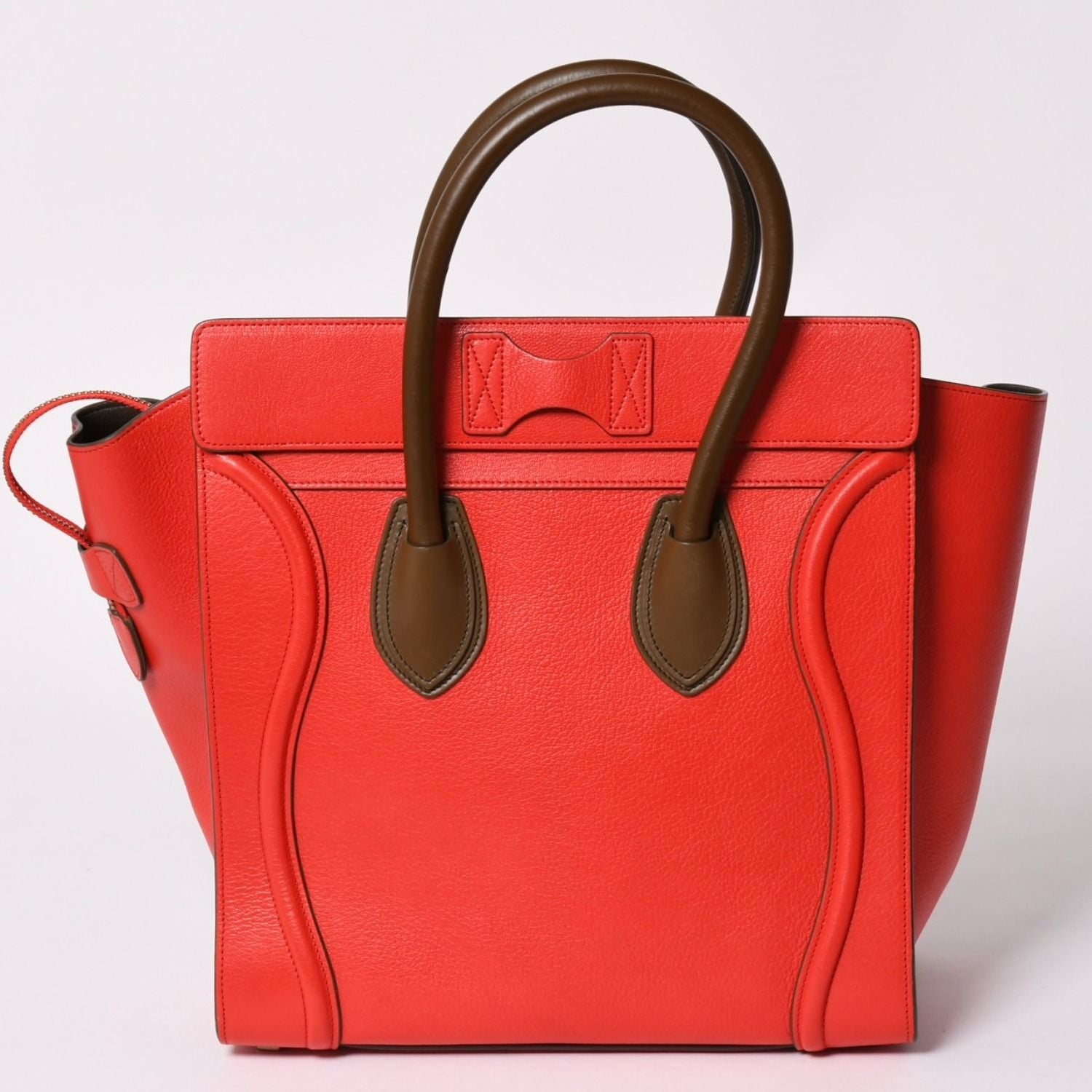 Celine Luggage Mini Handbag Red Brown Antique Gold — view 2