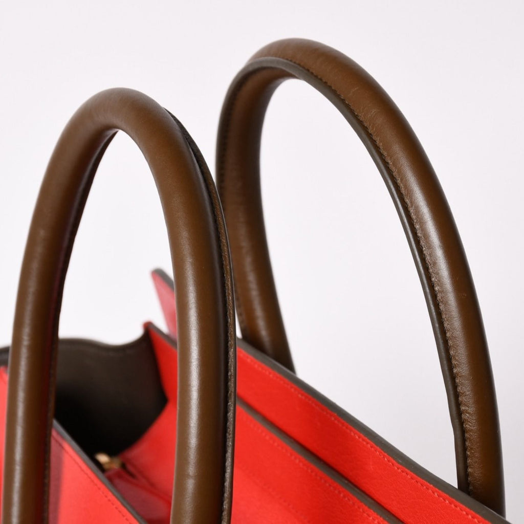 Celine Luggage Mini Handbag Red Brown Antique Gold — view 5