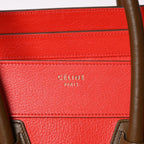 Celine Luggage Mini Handbag Red Brown Antique Gold — view 7