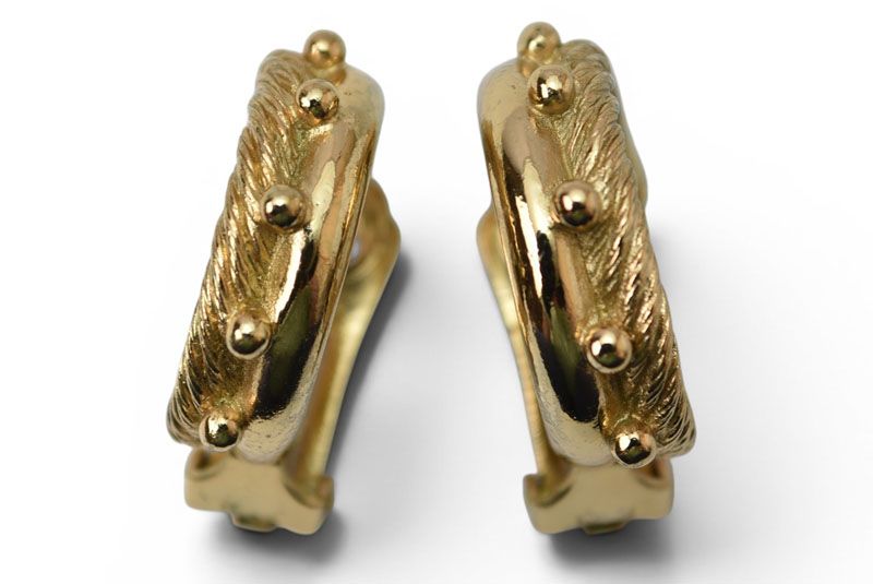 Dior Earrings Vintage Twill Hoop Gold