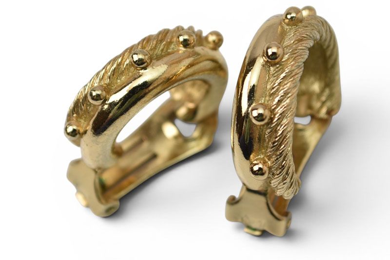Dior Earrings Vintage Twill Hoop Gold — view 2