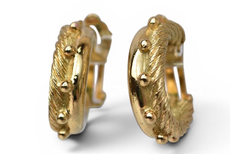 Dior Earrings Vintage Twill Hoop Gold — view 5