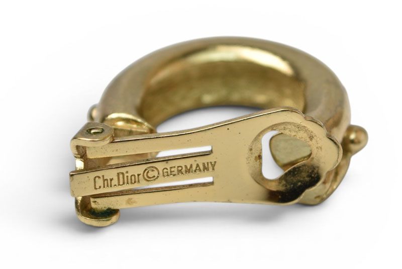 Dior Earrings Vintage Twill Hoop Gold — view 3