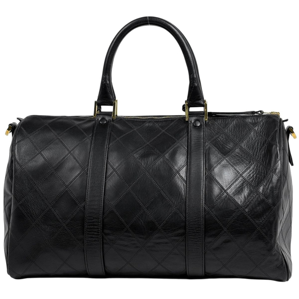 Chanel Bicolor Boston Bag 2-Way Quilted Leather Black — view 3