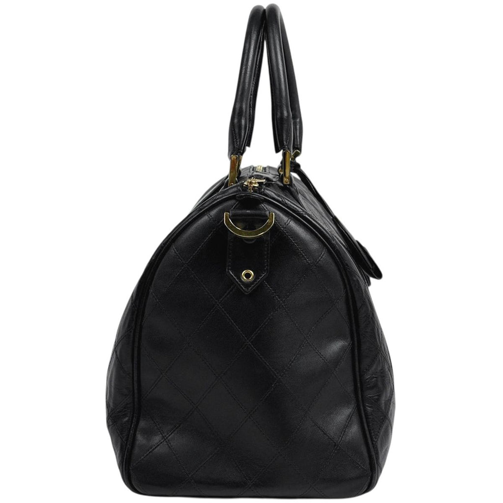 Chanel Bicolor Boston Bag 2-Way Quilted Leather Black — view 4