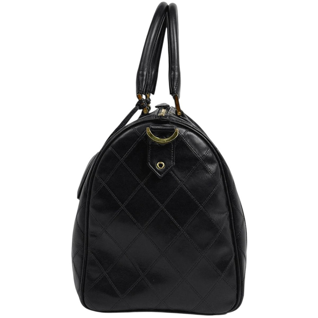Chanel Bicolor Boston Bag 2-Way Quilted Leather Black — view 2