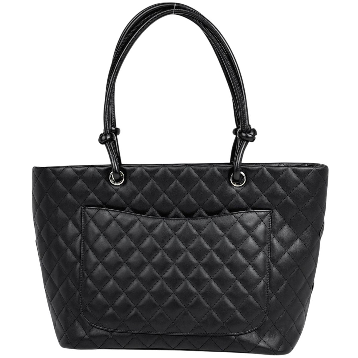 Chanel Cambon Line Large Tote CC Logo Shoulder Bag Leather Black — view 3