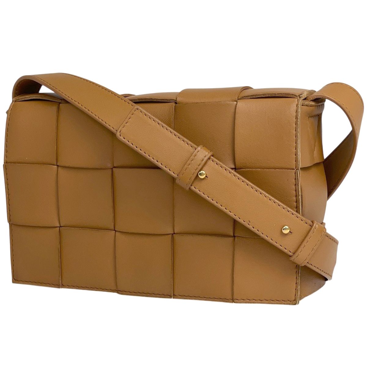 Bottega Veneta Cassette Shoulder Bag Maxi Intrecciato Leather Brown