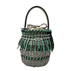 Loewe Fringe Bucket Bag Small Light Green White Basket Leather