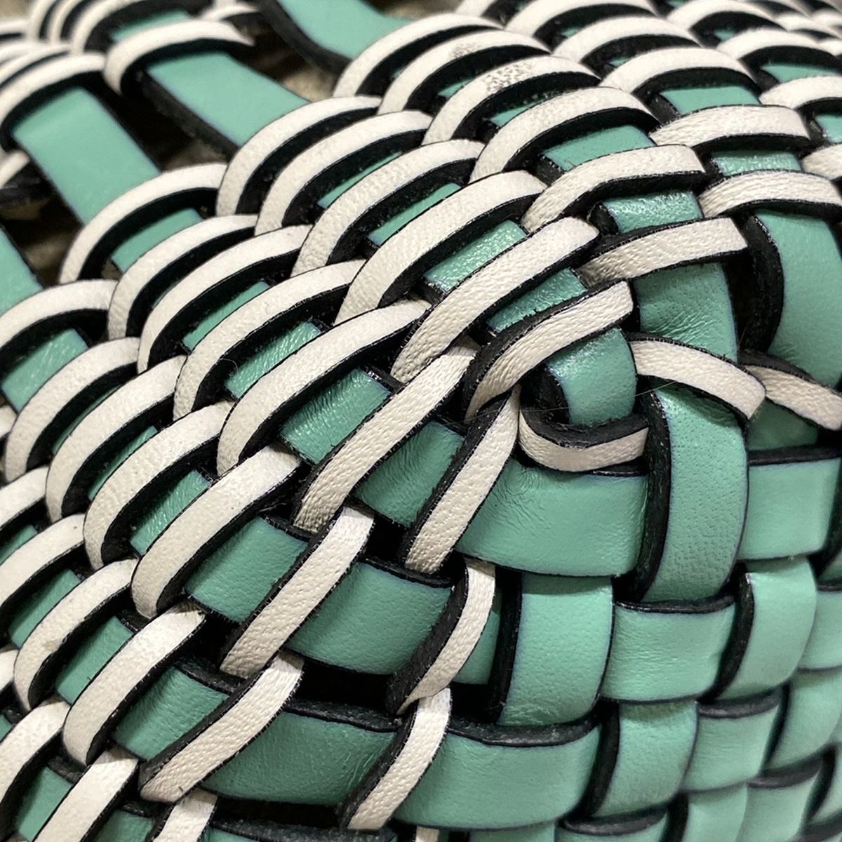 Loewe Fringe Bucket Bag Small Light Green White Basket Leather — view 6
