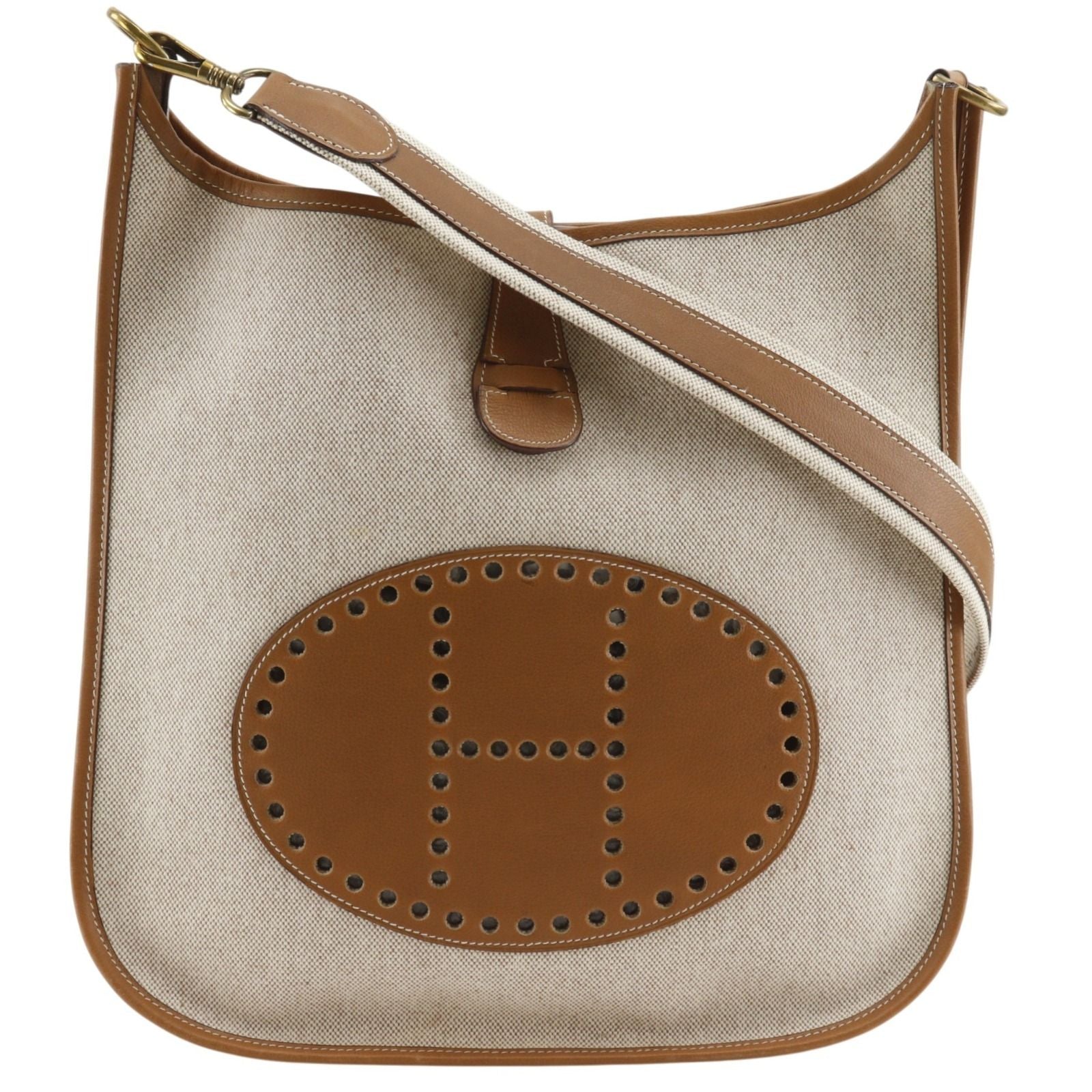 Hermes Evelyne 1 GM Toile Ash Beige L Shoulder