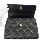 Chanel Handbag Stitch CC Logo Lambskin Bag Black — view 6