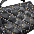 Chanel Handbag Stitch CC Logo Lambskin Bag Black — view 8