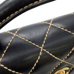 Chanel Handbag Stitch CC Logo Lambskin Bag Black — view 9