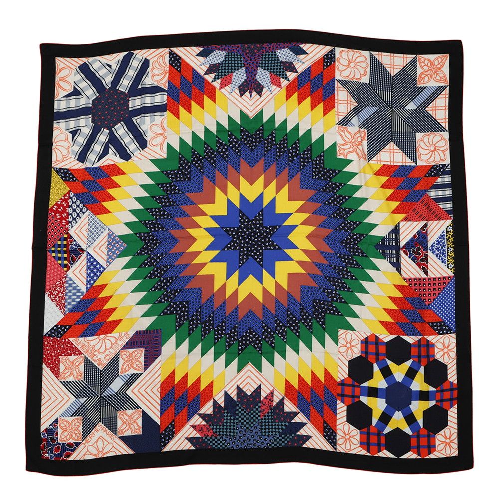 Hermes Shawl Carre 140 Geant American Quilts Cashmere Silk Scarf