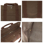 Hermes Her Line MM Brown Silver Polyamide Polyester Tote — view 6