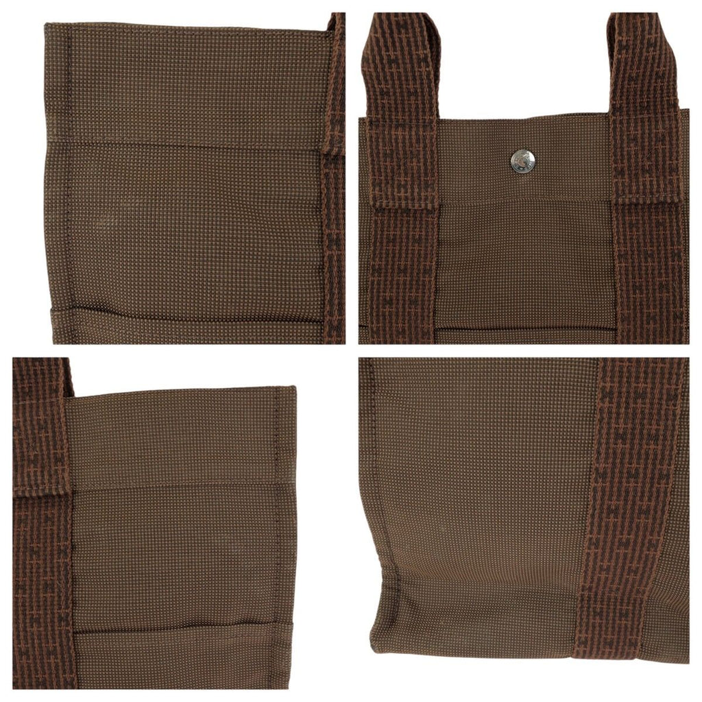Hermes Her Line MM Brown Silver Polyamide Polyester Tote — view 5
