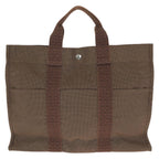 Hermes Her Line MM Brown Silver Polyamide Polyester Tote — view 2