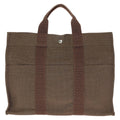Hermes Her Line MM Brown Silver Polyamide Polyester Tote