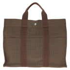 Hermes Her Line MM Brown Silver Polyamide Polyester Tote