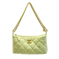Chanel CC Logo Quilted Hobo Yellow Lambskin Chain