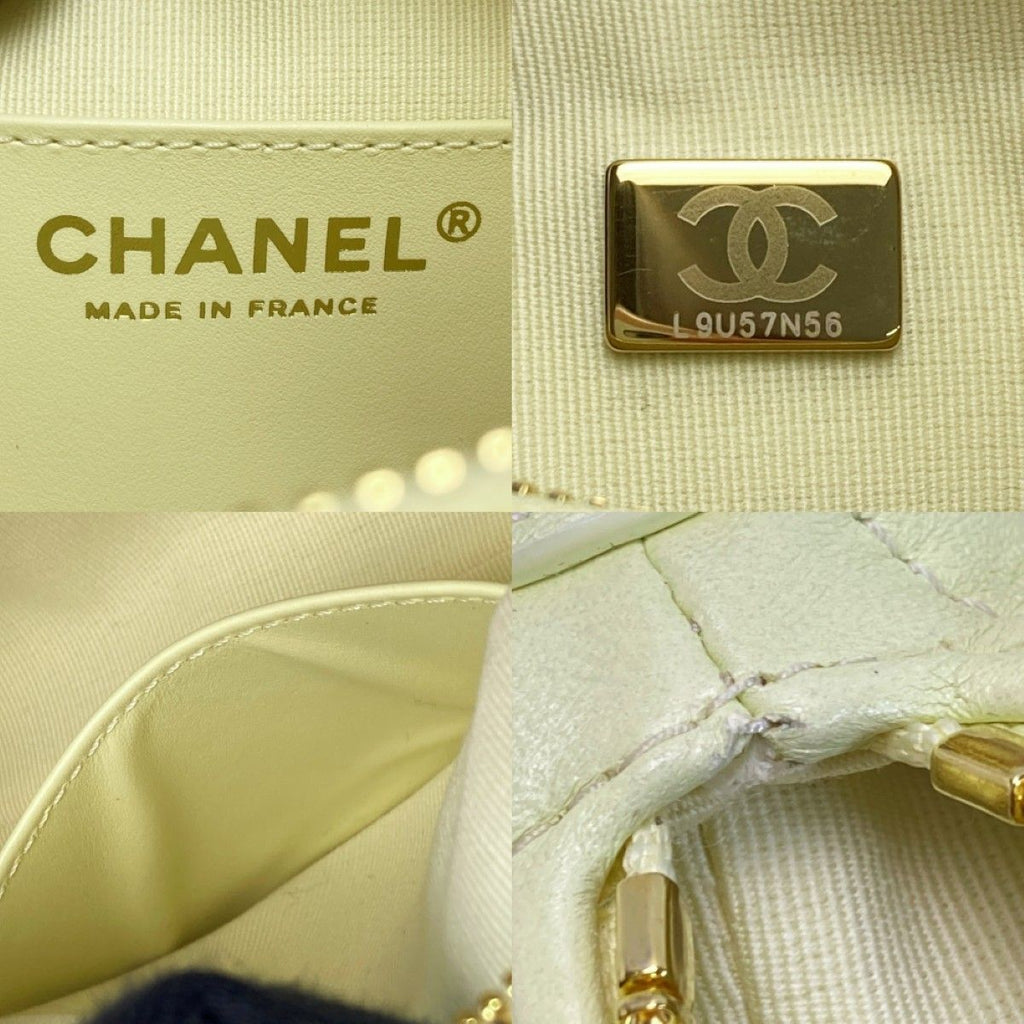 Chanel CC Logo Quilted Hobo Yellow Lambskin Chain — view 5