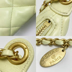 Chanel CC Logo Quilted Hobo Yellow Lambskin Chain — view 8