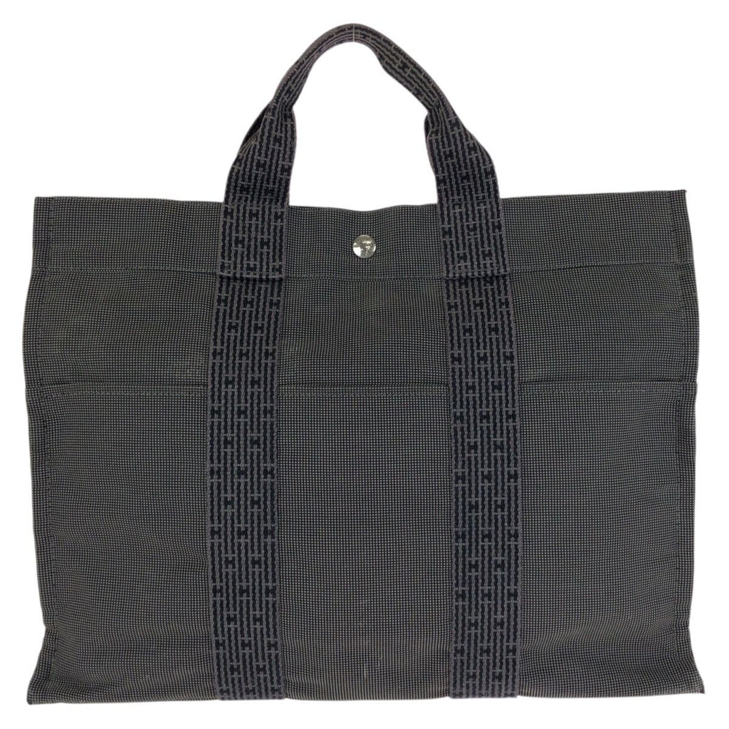 Hermes Her Line MM Gray Silver Polyamide Polyester Tote