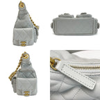 Chanel Quilted Hobo Lambskin Light Gray Shoulder — view 4