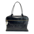 Chanel Logo Bowla Stitch Calfskin Black Boston