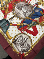 Hermes Carre 90 Napoleon Wine Red Gold Multi Color Silk Scarf — view 3