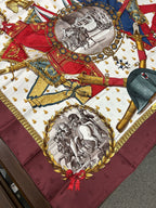 Hermes Carre 90 Napoleon Wine Red Gold Multi Color Silk Scarf — view 4