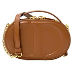 Dior Shoulder Bag Leather Oval Brown Compact — view 2