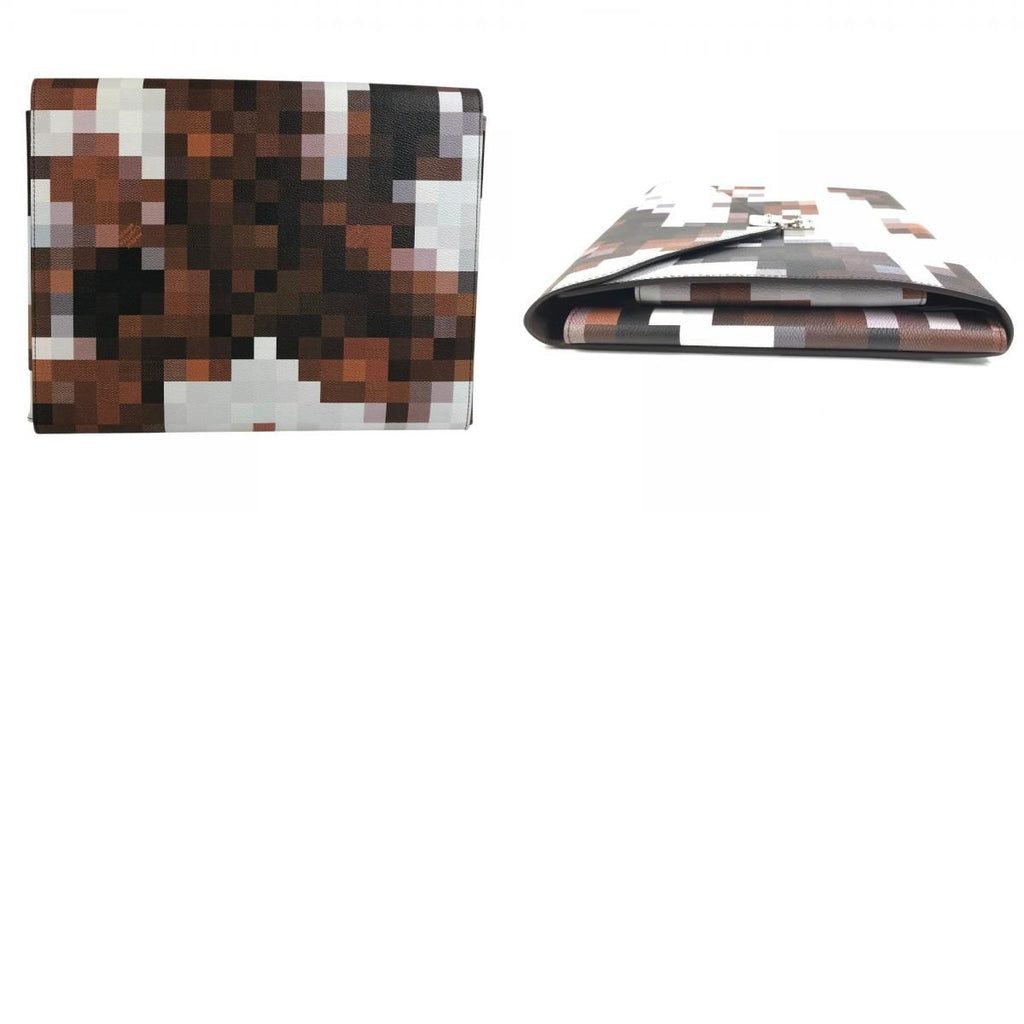 Louis Vuitton Clutch Folder Mark Cow Moflage Leather Brown — view 9