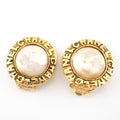 Chanel Faux Pearl Earrings Gold